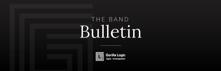 "The Band Bulletin" with Gorilla Logic logo